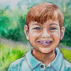 Toothy Smile 9x9 inches watercolor Heather Torres Art