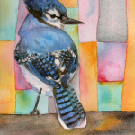 Heather Torres Art | Blue Jay Whimsy | watercolor painting of blue jay
