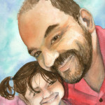 Heather Torres Art | Father Daughter Portrait | watercolor painting of portrait of loving daughter and father