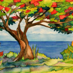 Heather Torres Art | Flamboyant Tree | watercolor painting of flamboyant or flamboyan tree