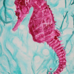 Heather Torres Art |Pink Seahorse 2 |watercolor painting of pink seahorse