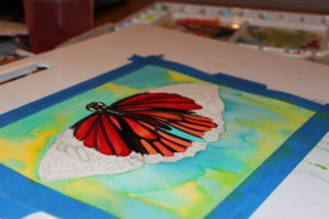 working on commission, butterfly in progress