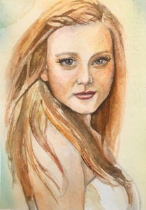 watercolor portrait, woman watercolor portrait, Heather Torres Art
