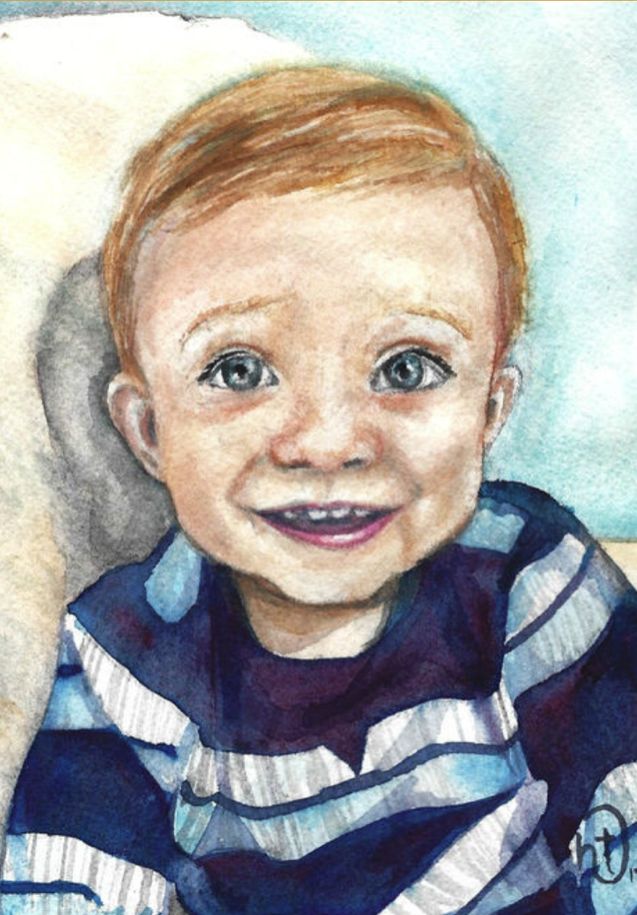 baby watercolor portrait, 