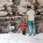 Heather Torres Art | A Father's Love | watercolor painting of father holding sons hand