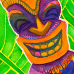 Heather Torres Art | Be Bold | watercolor painting of colorful tiki god
