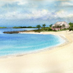 Heather Torres Art | Paradise Island | watercolor painting of Paradise Island in the Bahamas, beach landscape