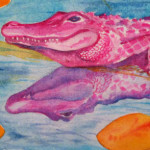 Heather Torres Art | Pink Alligator | watercolor painting of pink alligator