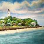 Heather Torres Art | St. Simons Lighthouse | watercolor painting of St Simons Island lighthouse, beach artwork