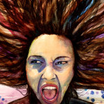 Heather Torres Art | wild Haired Scream | watercolor painting of woman screaming, portrait