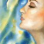 Heather Torres Art | Breathe | watercolor painting of womans profile