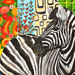 Heather Torres Art |Zebra Prints | colorful watercolor painting of zebra inspired by Klimt