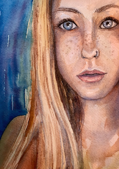 watercolor portrait, girl watercolor portrait