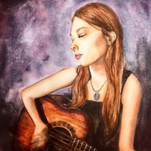 music watercolor, musician watercolor, guitar watercolor portrait