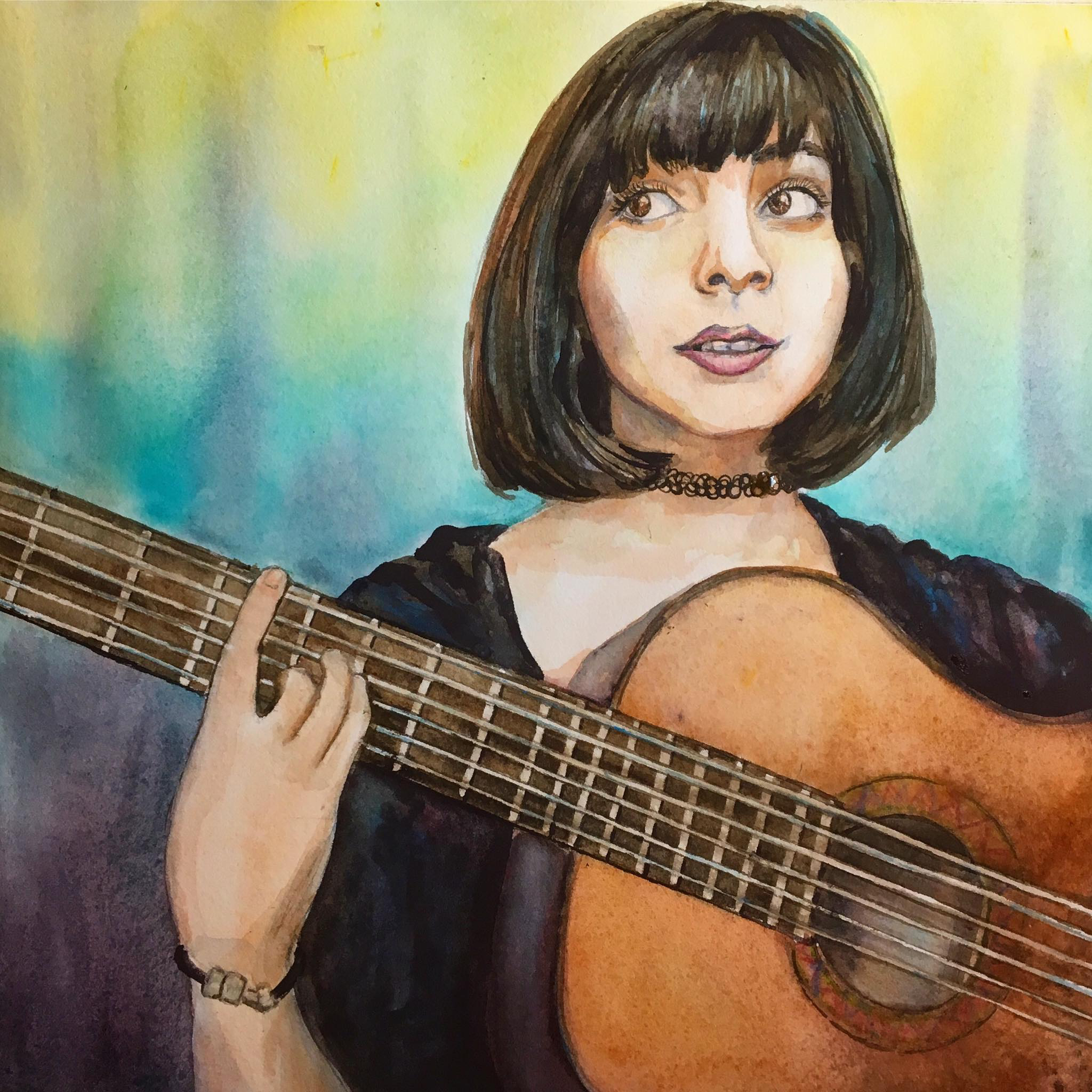 musician watercolor painting