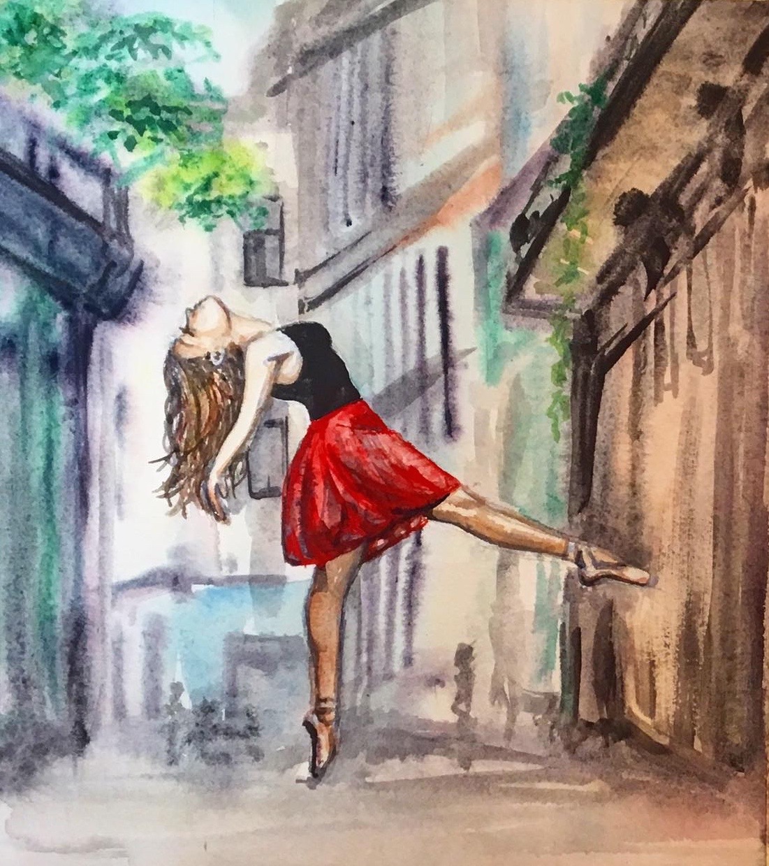 ballerina watercolor, ballerina dancer painting, dancer painting, dancer watercolor