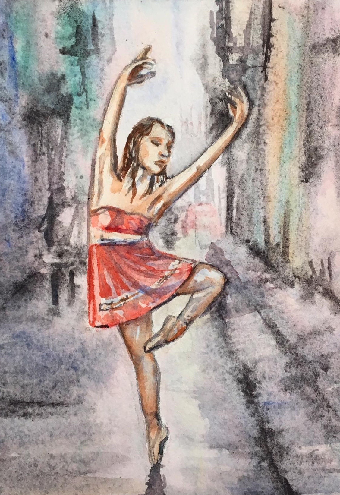 Tiny Dancer Watercolor, Ballerina Watercolor, Dancer Painting