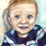 baby watercolor portrait,
