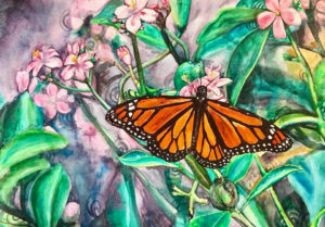 monarch watercolor painting, butterfly painting